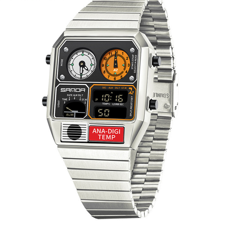 Dual Display 50m Water Resistant Electronic Watch