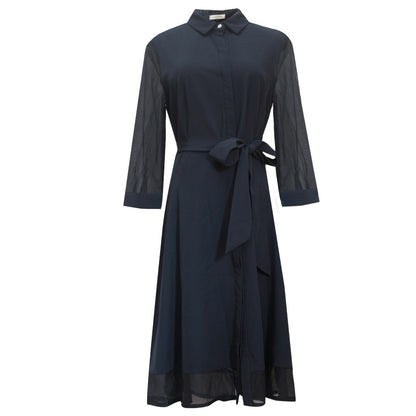 Clearance breasted dress Spring and Autumn new simple stitching cardigan dress plus-sized plus size 100.00kg