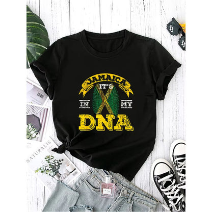 Geprinte zwarte Jamaicaanse unisex T-shirt