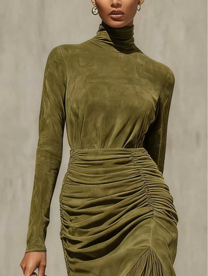 Elegant Tassel Suede Dress