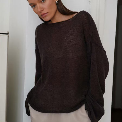 Womens Hollow Knit Pullover Sweater