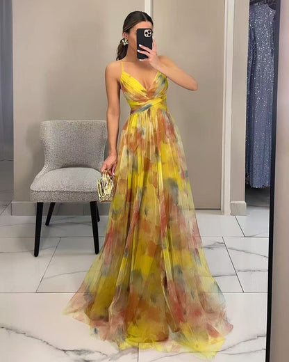Floral Print Strappy Maxi Dress