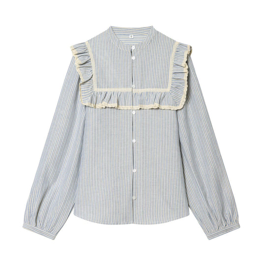 Metallic line decoration layered decorative striped shirt