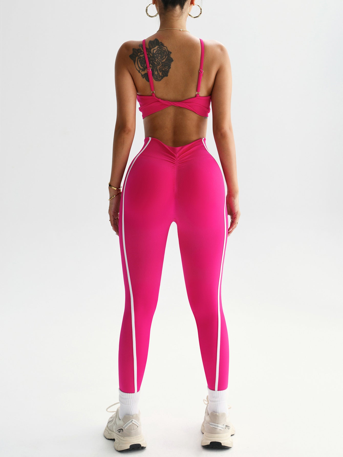 Naadloze yogaset met hoge taillebroek en sportbeha set maat L