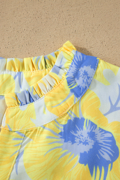 Zomerblouse met korte pofmouwen en bloemenprint