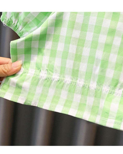 Tweedelige meisjes geruite set