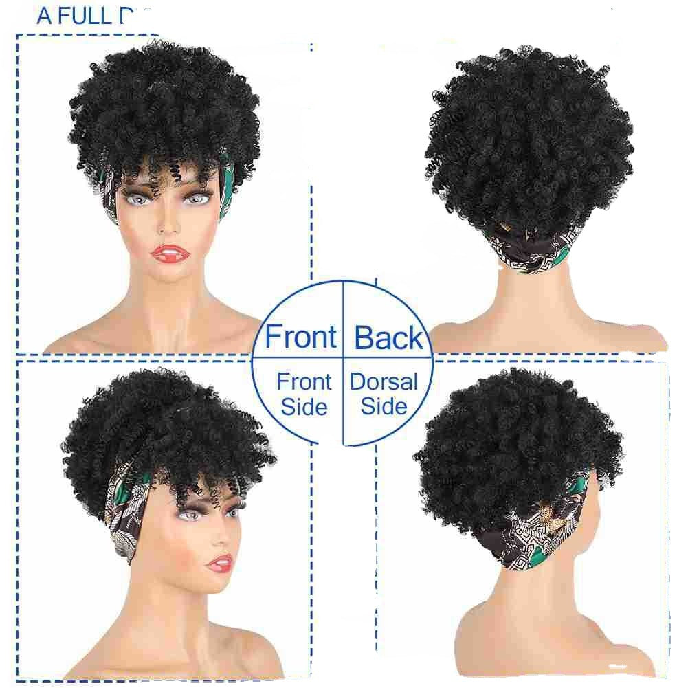 Women's Curly Headband Wig with Bangs
