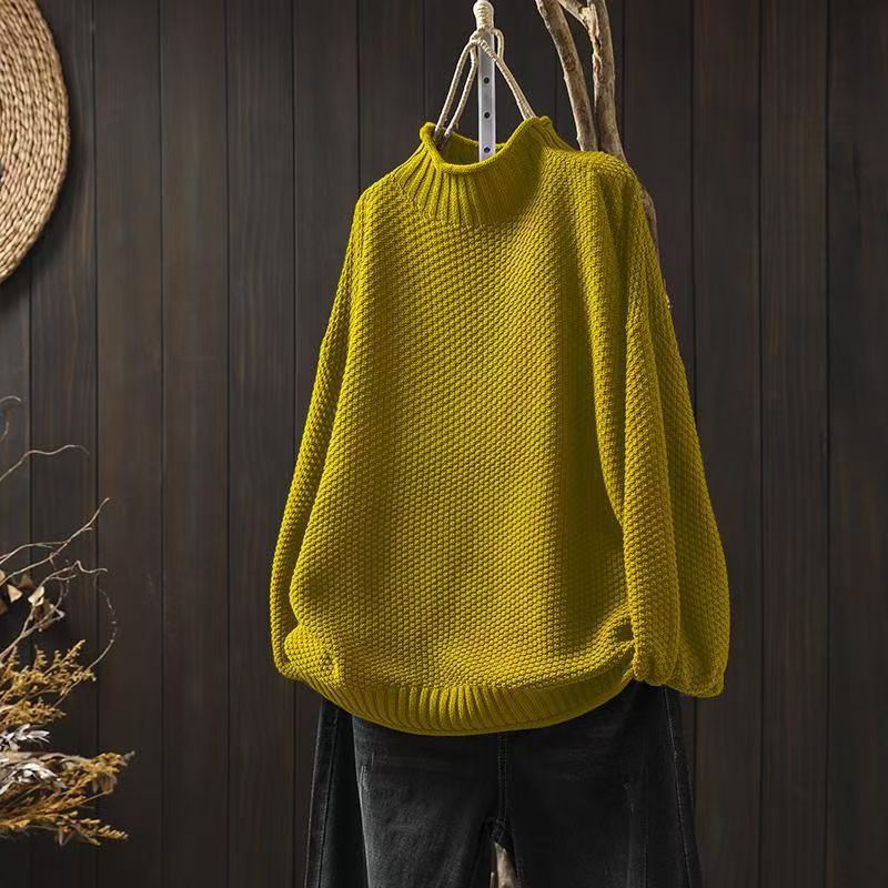 Womens Vintage Half Turtleneck Oversized Sweater