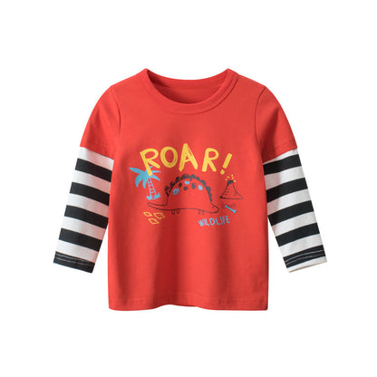 2-IN-1 look kinder T-shirt met print en strepen