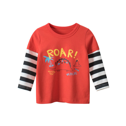 2-IN-1 look kinder T-shirt met print en strepen
