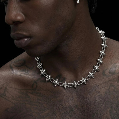 Titanium Steel Spike Necklace and Bracelet Set
