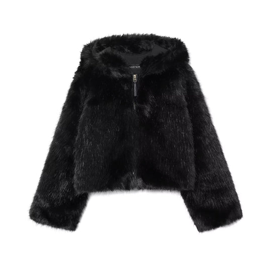Artificial fur leather jacket