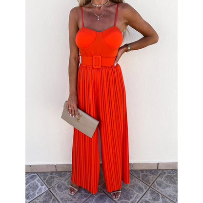 Sexy Strapless Pleated Jumpsuit Spring Summer New Style INS Casual Vacation Multi-color Jumpsuit