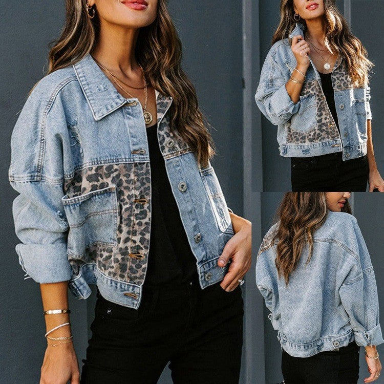 Denim coat women's long sleeveop