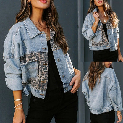 Denim coat women's long sleeveop