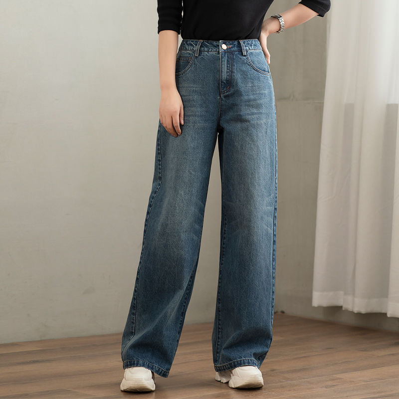 Vintage Wide-Leg High-Waisted Denim Pants