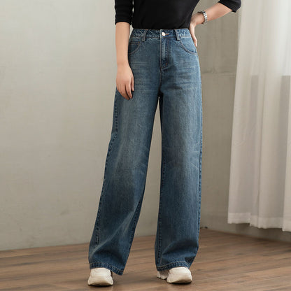 Vintage Wide-Leg High-Waisted Denim Pants