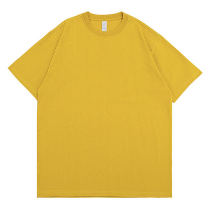small neckline cotton loose short sleeve solid color bottoming T-shirt