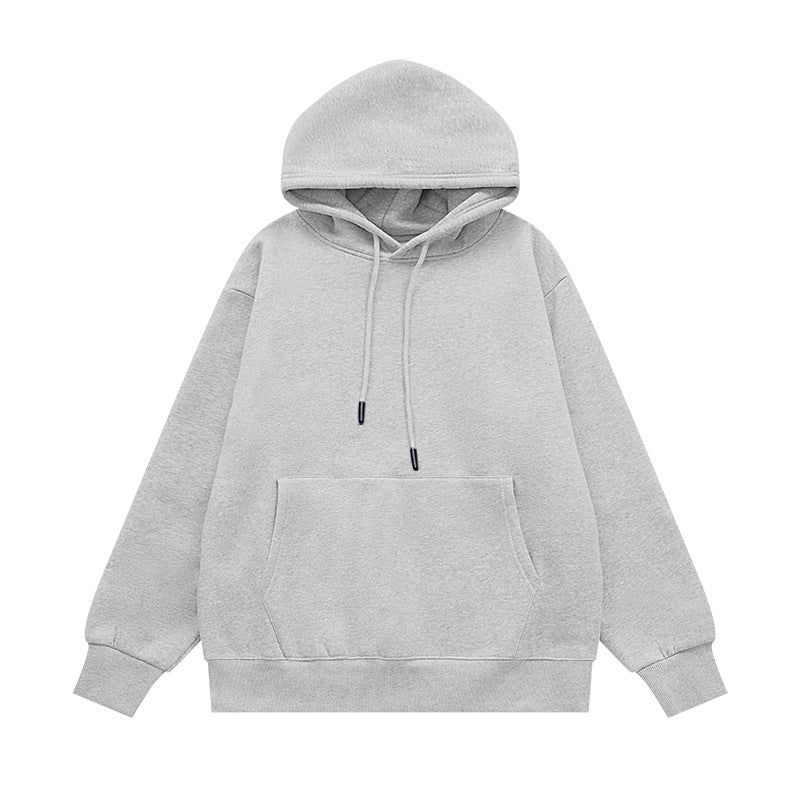 Men Solid Color Fleece Hooded Sweatshirt 350g Heavyweight Pullover