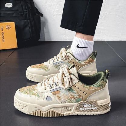 Ademende bedrukte canvas trendy en veelzijdige heren sneakers