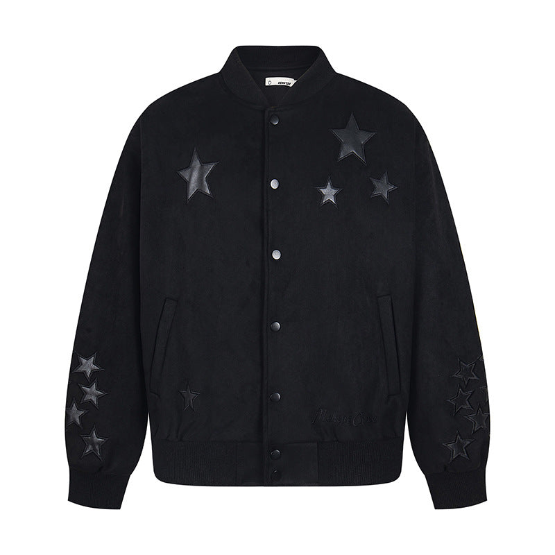 Losse casual baseballjack met geborduurde sterren unisex