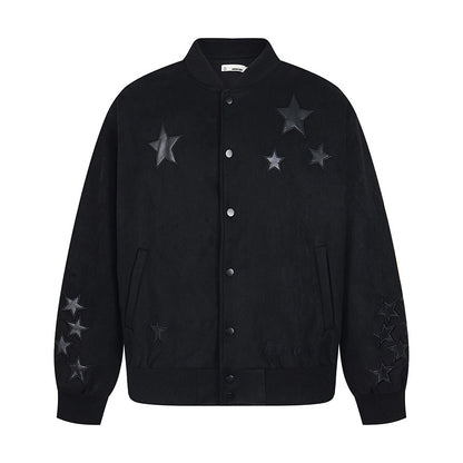 Losse casual baseballjack met geborduurde sterren unisex
