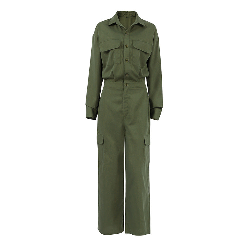 American workwear style loose casual jumpsuit