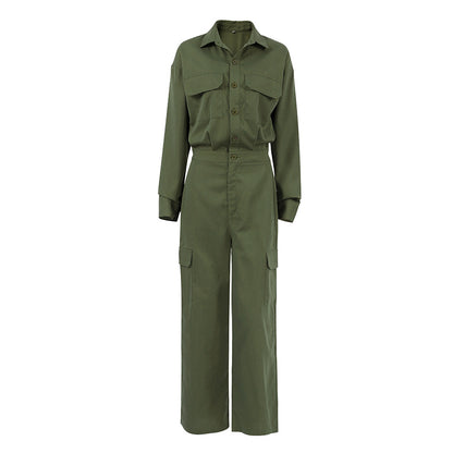 American workwear style loose casual jumpsuit