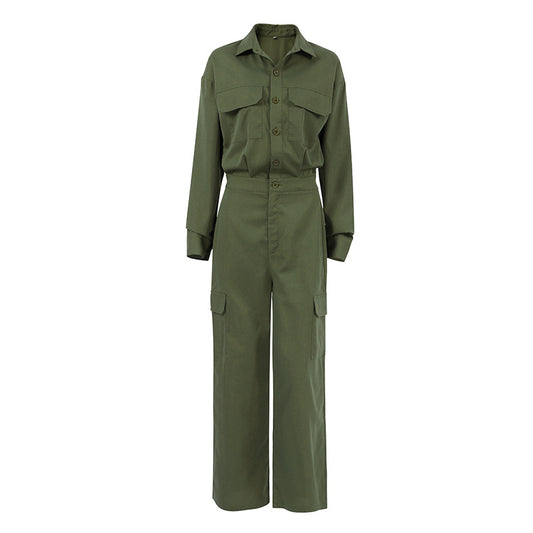 American workwear style loose casual jumpsuit