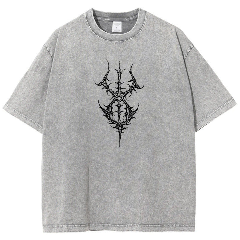 Anime BerserkPrinted T-Shirt Summer Cotton Washed Vintage Short Sleeve