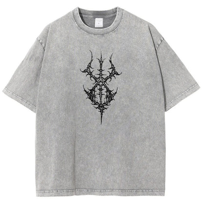 Anime BerserkPrinted T-Shirt Summer Cotton Washed Vintage Short Sleeve