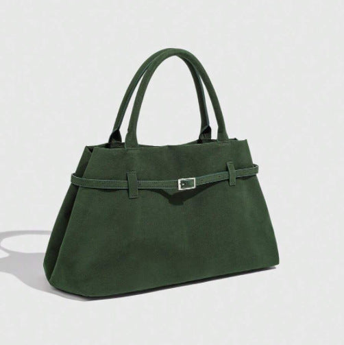 Suede Belt Buckle Tote Bag