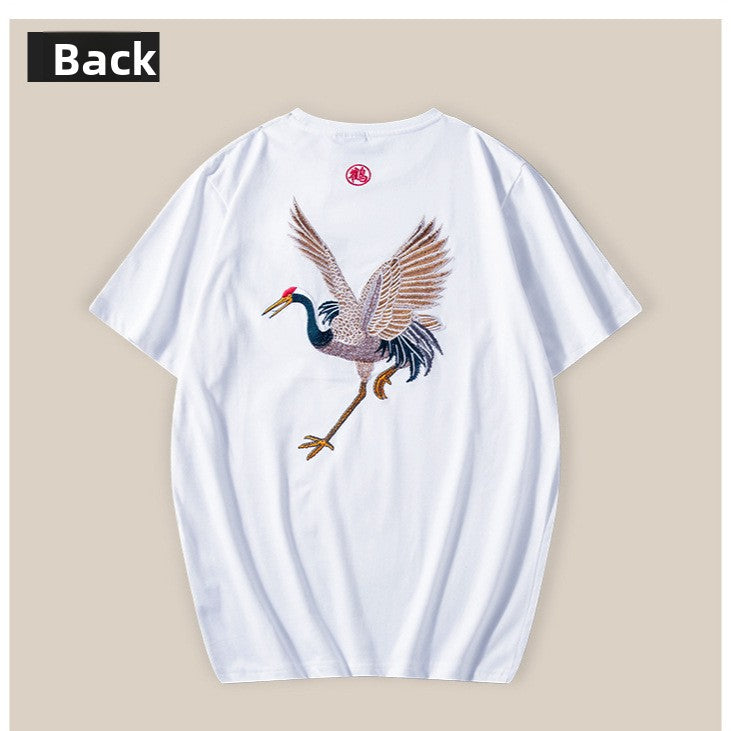 Men's Chinese Style Embroidered Cotton T-Shirt