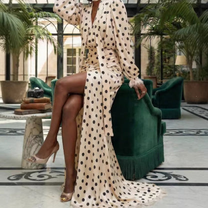 Polka Dot V-Neck Dress Set