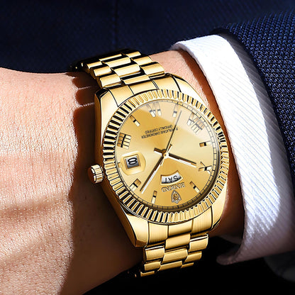 Klassiek zakelijk quartzhorloge met datumaanduiding