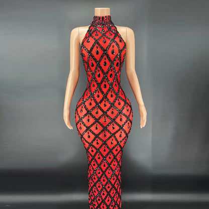Rhinestone Silver Dress Plus Size