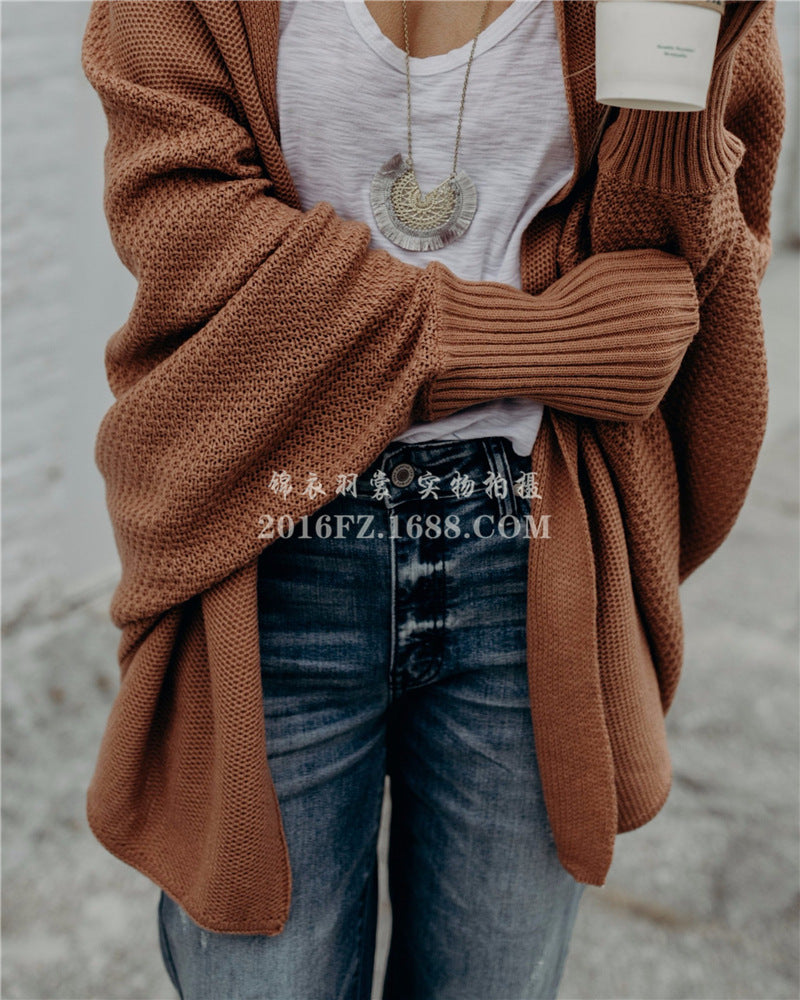 2025 Europe and America cross border AliExpress Amazon women's knitwear cardigan sweater oversized sweater coat women's fashion