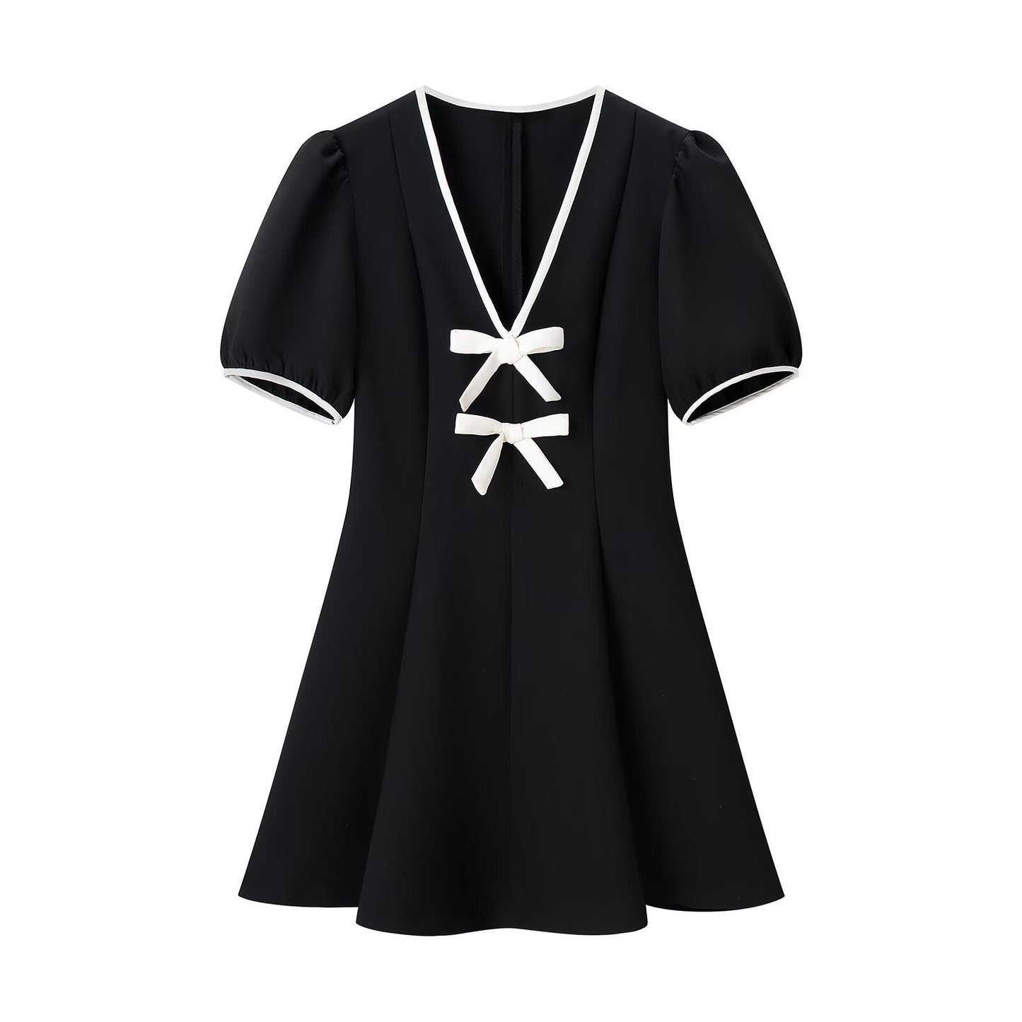New women's stylish contrasting butterfly bow mini dress