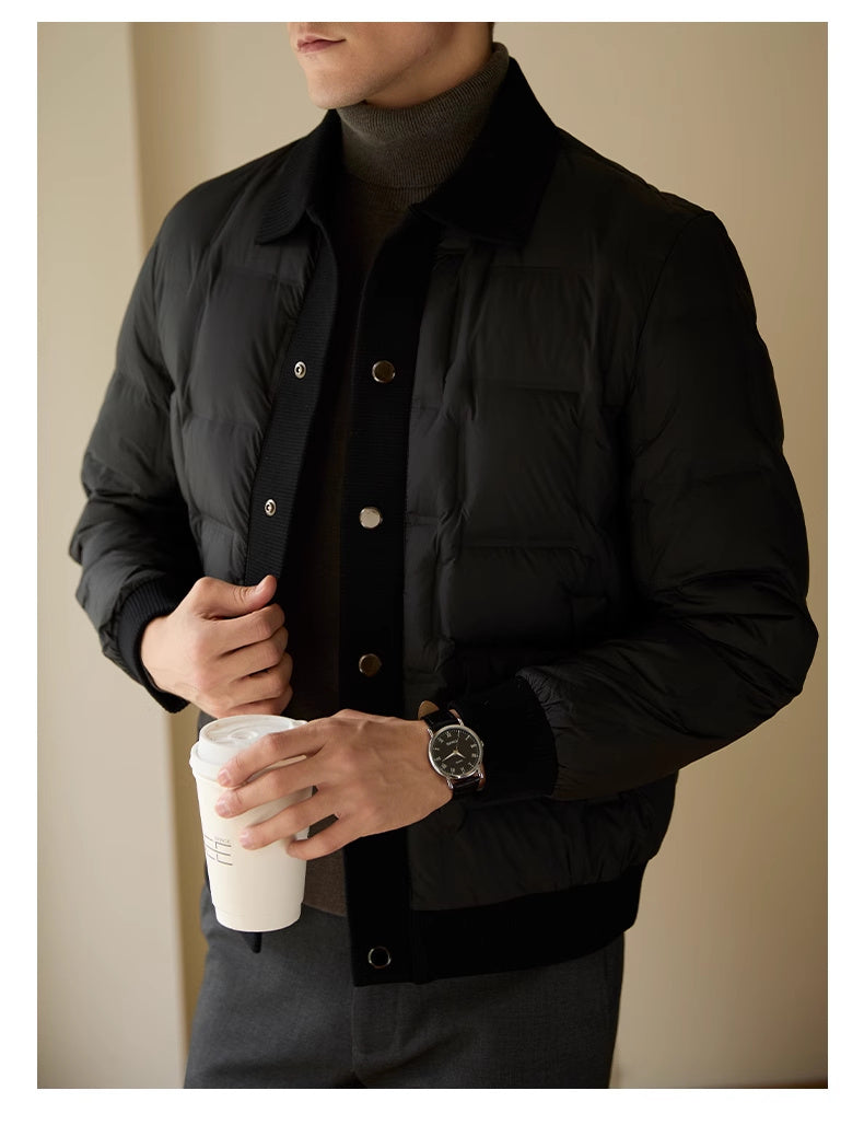 Heren High-end Casual Patchwork Korte Pufferjas