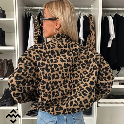 Women American Retro Leopard Print Loose Casual Jacket