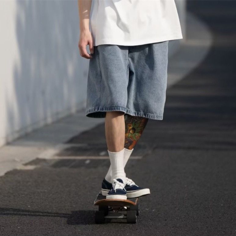 Men's Denim Shorts Summer Loose Five-Point Pants