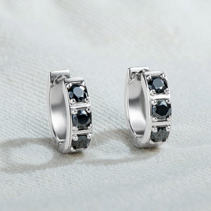 Moissanite Oorbel Oorbel S925 Sterling Zilver Zwart En Wit