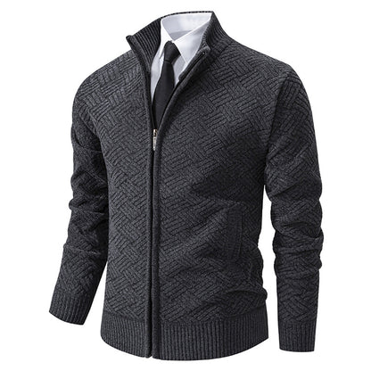 Mens Fleece Lined Knit Cardigan