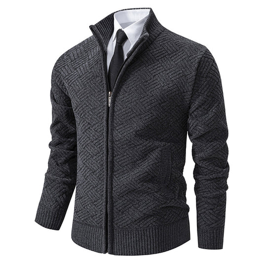 Mens Fleece Lined Knit Cardigan