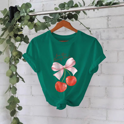 Cherry printed pure cotton top