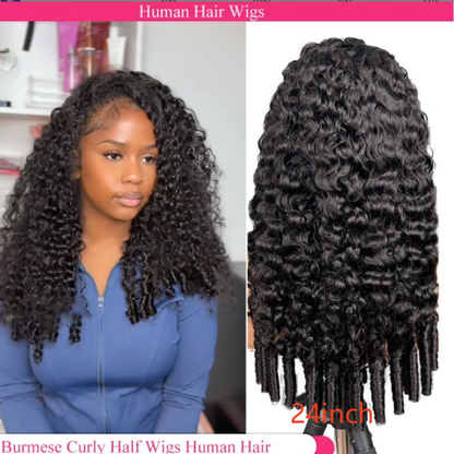 Half Wig Machine-Made 3-in-1 Burmese Curly