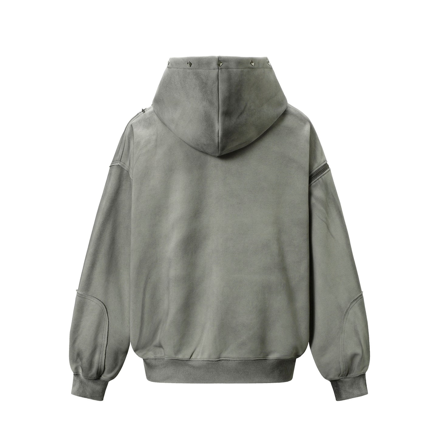 Water washed split rivet hoodie