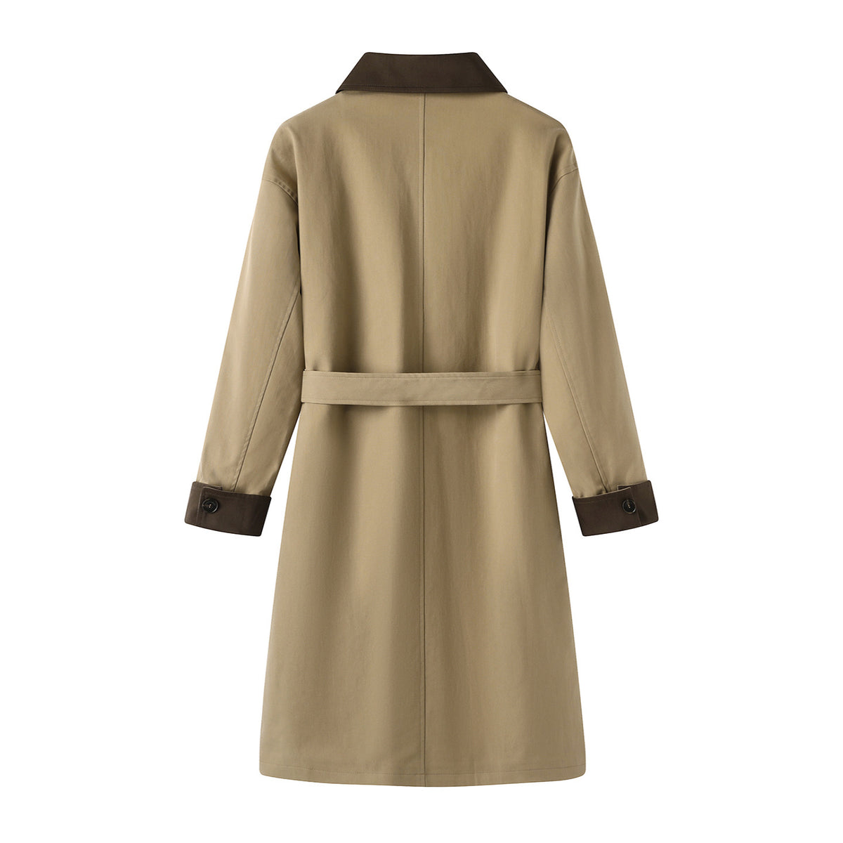 Women's color-blocked collar trench coat