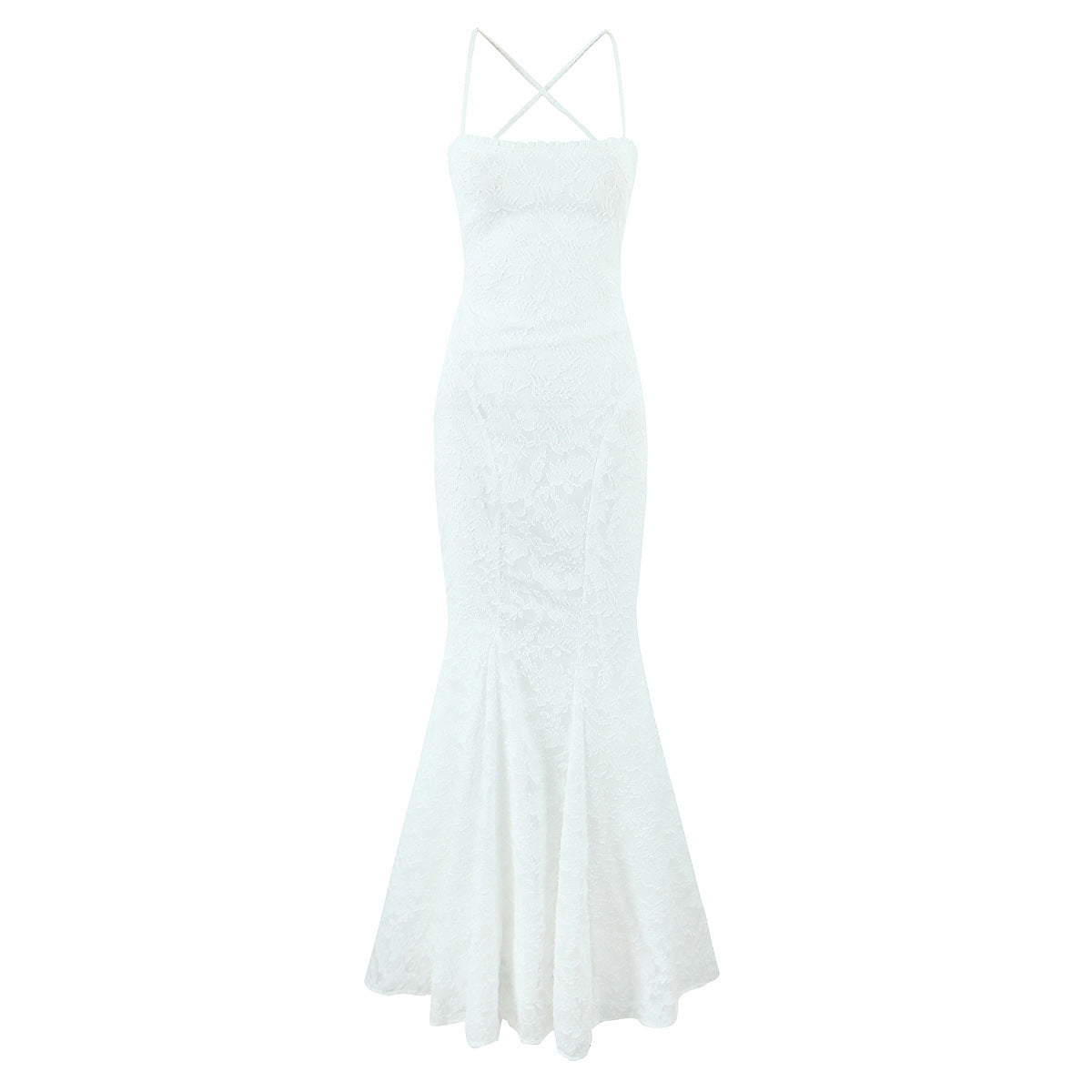 Summer European and American style fashionable waist cinching strap fish tail slimming dress for women