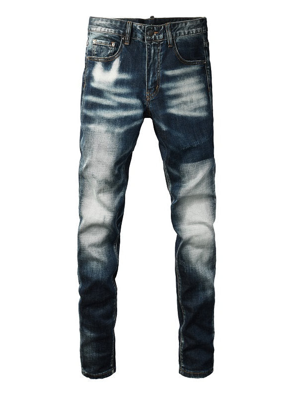 Washed slim fit denim jeans met smalle pijpen voor heren